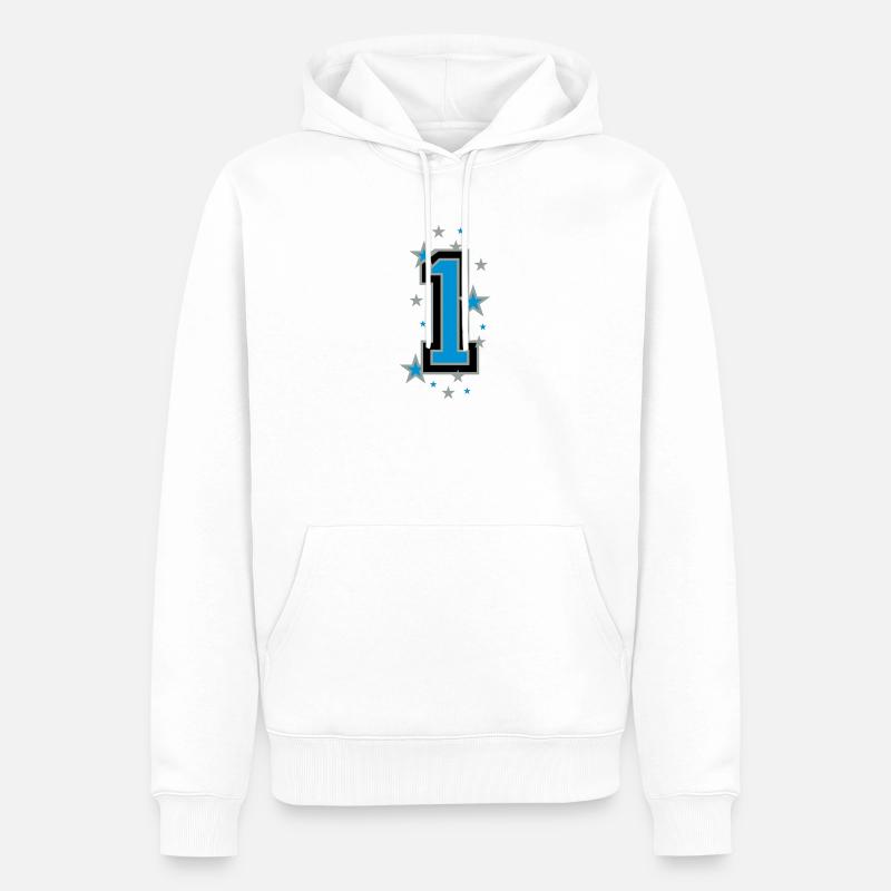 Mit Sterne verzierte Nummer Eins - Männer Premium Bio Hoodie - Weiß