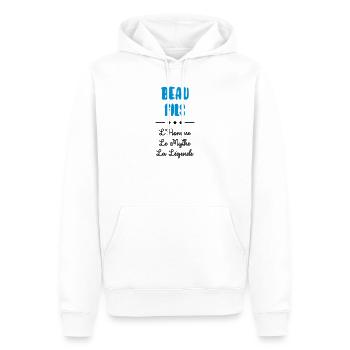 belle-fille / beau-fils / beau fils / belle fille - Sweat à capuche Premium bio Homme - blanc - Devant - Nico (187cm)