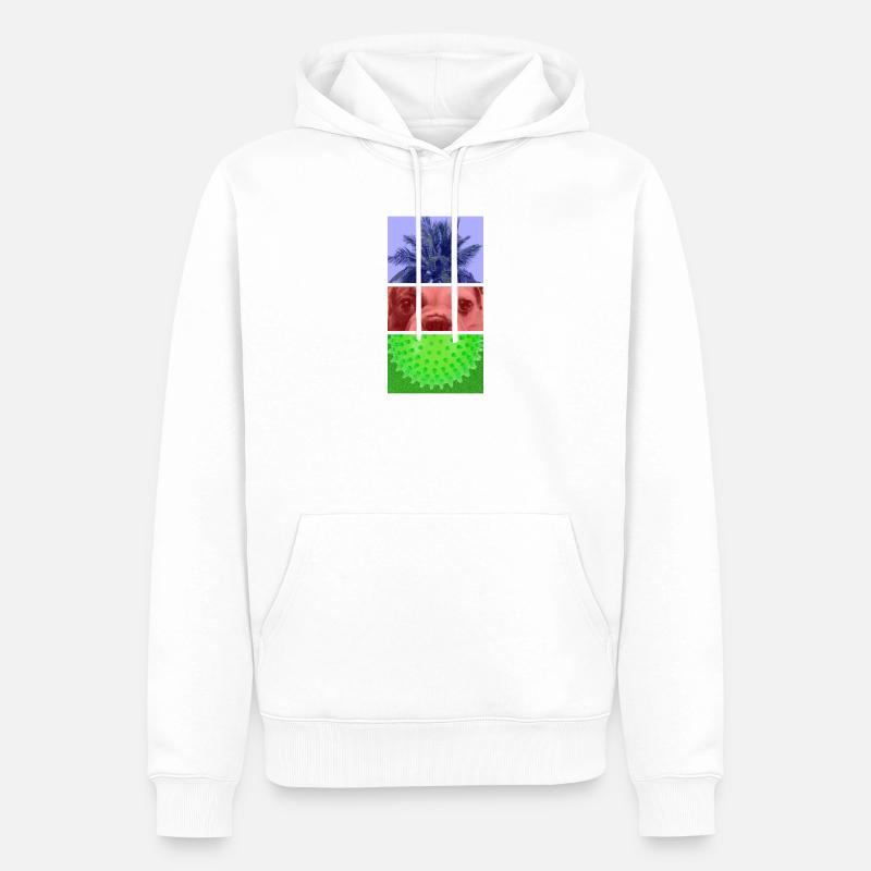 Triptyque Palmier – Chien – Pointes - Sweat à capuche Premium bio Homme - blanc