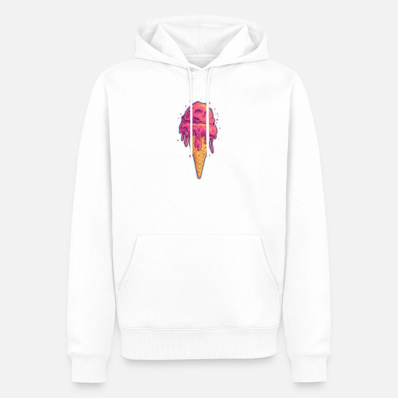 Crème glacée Crème glacée - Sweat à capuche Premium bio Homme - blanc