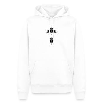 Motif de croix en point de croix - Sweat à capuche Premium bio Homme - blanc - Devant - Nico (187cm)