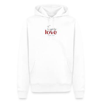 Inspire Love Forever – Minimal Red Typography Desi - Sweat à capuche Premium bio Homme - blanc - Devant - Nico (187cm)