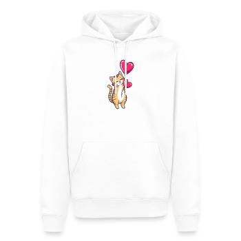 Katze mit Herz Ballon Geschenk Geburtstag - Männer Premium Bio Hoodie - Weiß - Vorne - Nico (187cm)