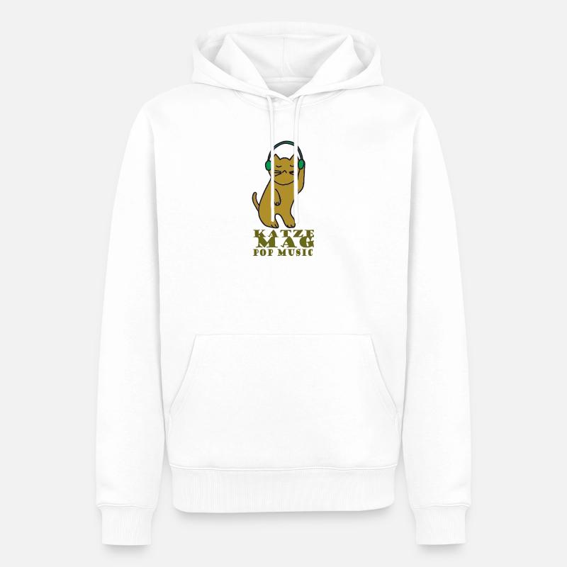 Le chat aime la pop - Sweat à capuche Premium bio Homme - blanc