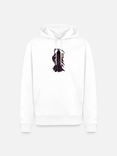 Sensenmann mit Sanduhr – Tattoo - Männer Premium Bio Hoodie - Weiß