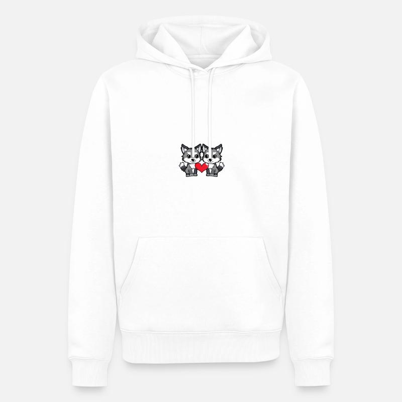 Couple de loups Saint-Valentin - Sweat à capuche Premium bio Homme - blanc