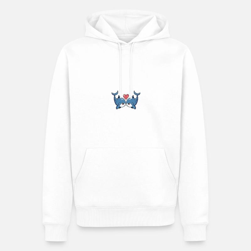 Couple baleine Saint-Valentin - Sweat à capuche Premium bio Homme - blanc