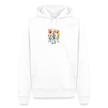 Focus on the Good – Floral Positivity Design - Men’s Premium Organic Hoodie - white - Front - Nico (187cm)