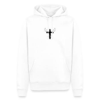 kreuz schwarz - Männer Premium Bio Hoodie - Weiß - Vorne - Nico (187cm)