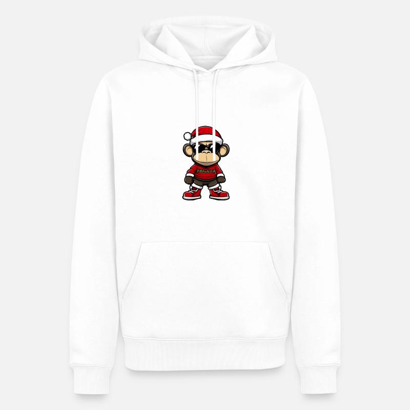 Singe Noël Noël - Sweat à capuche Premium bio Homme - blanc