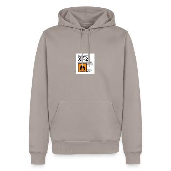 Flaches weißes Farbetikett - Männer Premium Bio Hoodie - Taupe - Vorne - Nico (187cm)