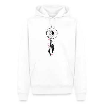Traumfänger mit Yin-Yang, Federn & Blüten - Männer Premium Bio Hoodie - Weiß - Vorne - Nico (187cm)