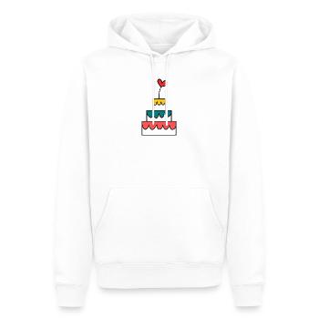 HAPPY BIRTHDAY. JOYEUX ANNIVERSAIRE. ANNIVERSAIRE. - Sweat à capuche Premium bio Homme - blanc - Devant - Nico (187cm)