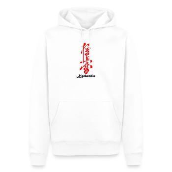 Kyokushin in japanischem Kanji-Rot geschrieben - Männer Premium Bio Hoodie - Weiß - Vorne - Nico (187cm)