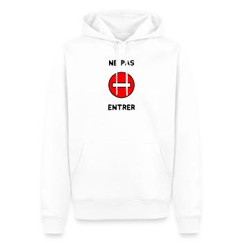 PANNEAU. NE PAS ENTRER. DANGER. HUMOUR. DRÔLE - Sweat à capuche Premium bio Homme - blanc - Devant - Nico (187cm)
