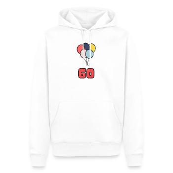 60. 60 ANS. 60e ANNIVERSAIRE. ANNIVERSAIRE 60 ANS. - Sweat à capuche Premium bio Homme - blanc - Devant - Nico (187cm)