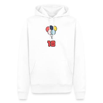 18. 18 ANS. 18e ANNIVERSAIRE. ANNIVERSAIRE 18 ANS. - Sweat à capuche Premium bio Homme - blanc - Devant - Nico (187cm)