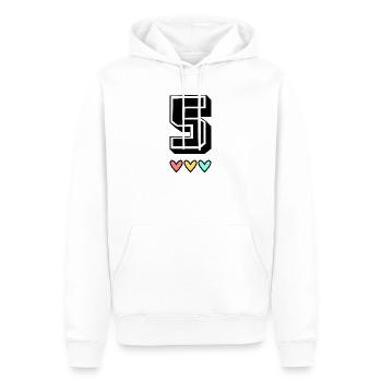 5. 5 YEARS. 5th ANNIVERSARY. 5 YEAR ANNIVERSARY - Men’s Premium Organic Hoodie - white - Front - Nico (187cm)