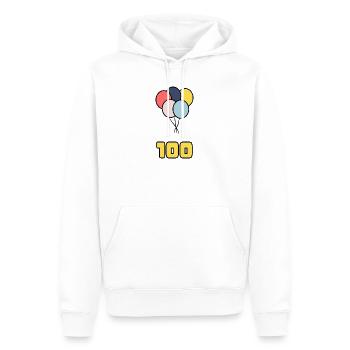 100. 100 YEARS. 100th ANNIVERSARY. BIRTHDAY 100 - Men’s Premium Organic Hoodie - white - Front - Nico (187cm)