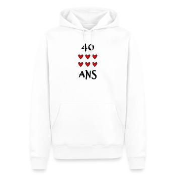 40. 40 YEARS. 40th ANNIVERSARY. 40 YEARS ANNIVERSARY. - Men’s Premium Organic Hoodie - white - Front - Nico (187cm)