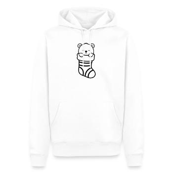 Süßer Bär im Weihnachtssocken | Geschenk - Männer Premium Bio Hoodie - Weiß - Vorne - Nico (187cm)