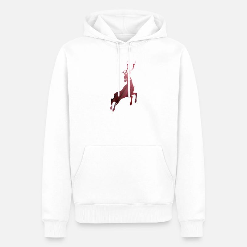 Umriss eines springenden Hirsches - Männer Premium Bio Hoodie - Weiß