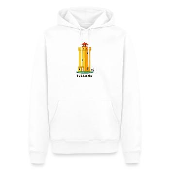 Iceland, phare de Snæfellsnes dessiné à la main - Sweat à capuche Premium bio Homme - blanc - Devant - Nico (187cm)