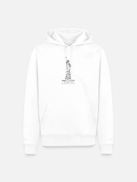 Freiheitsstatue mit GPS-Koordinaten - Männer Premium Bio Hoodie - Weiß