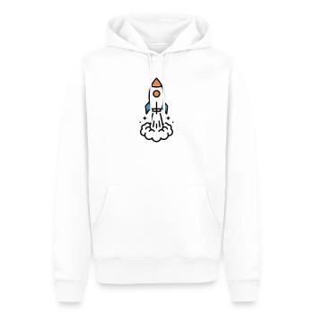 Rakete Start Weltraum Comic - Männer Premium Bio Hoodie - Weiß - Vorne - Nico (187cm)