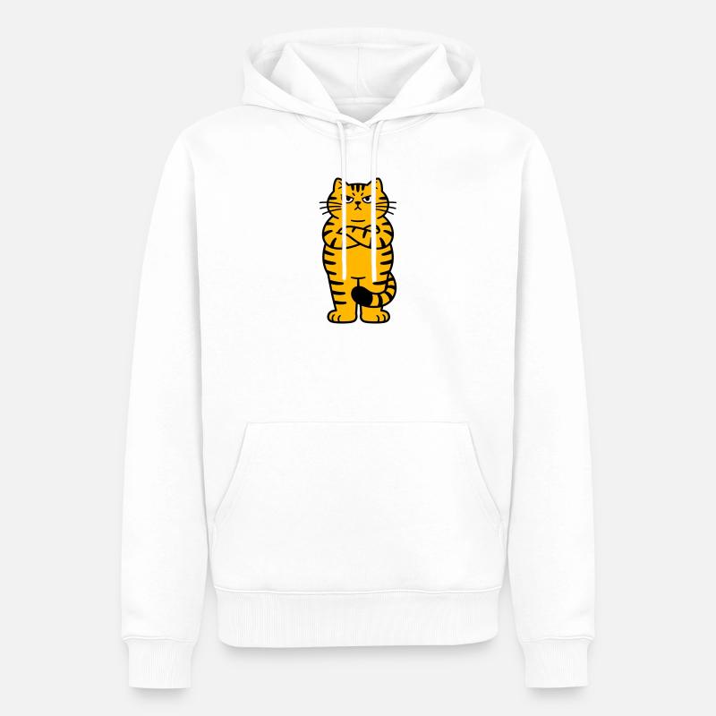 chagrijnige kat comic - Sweat à capuche Premium bio Homme - blanc