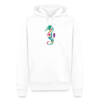 Hippocampe coloré | Motif de l’art maritime - Sweat à capuche Premium bio Homme - blanc - Devant - Nico (187cm)