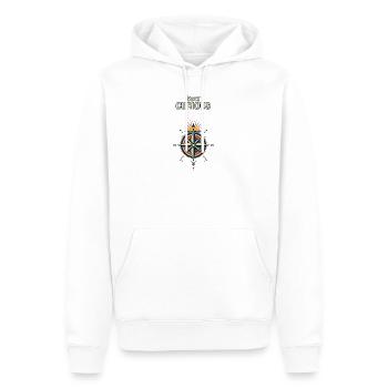 Stay Curious Kompass - Männer Premium Bio Hoodie - Weiß - Vorne - Nico (187cm)