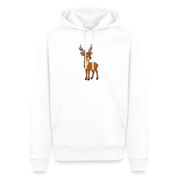 Cute Deer with Antlers Cartoon - Men’s Premium Organic Hoodie - white - Front - Nico (187cm)