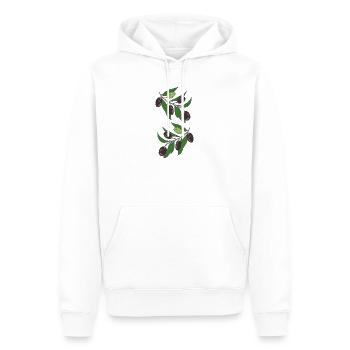 Illustration des branches d’olivier Estampe botanique - Sweat à capuche Premium bio Homme - blanc - Devant - Nico (187cm)
