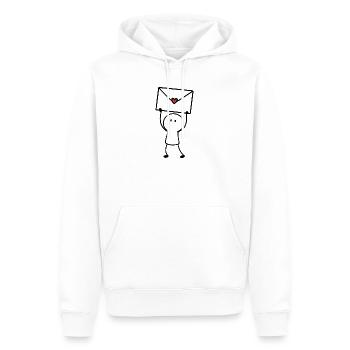 Brief mit Herz | Kleine Nachricht ohne Worte - Männer Premium Bio Hoodie - Weiß - Vorne - Nico (187cm)