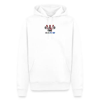 Iron Pump Krafttraining Emblem - Männer Premium Bio Hoodie - Weiß - Vorne - Nico (187cm)
