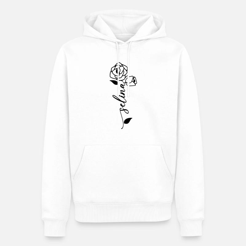 Selina Nom Prénom Nom Fleur - Sweat à capuche Premium bio Homme - blanc