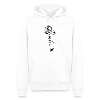 Regina Nom Prénom Nom Fleur - Sweat à capuche Premium bio Homme - blanc - Devant - Nico (187cm)