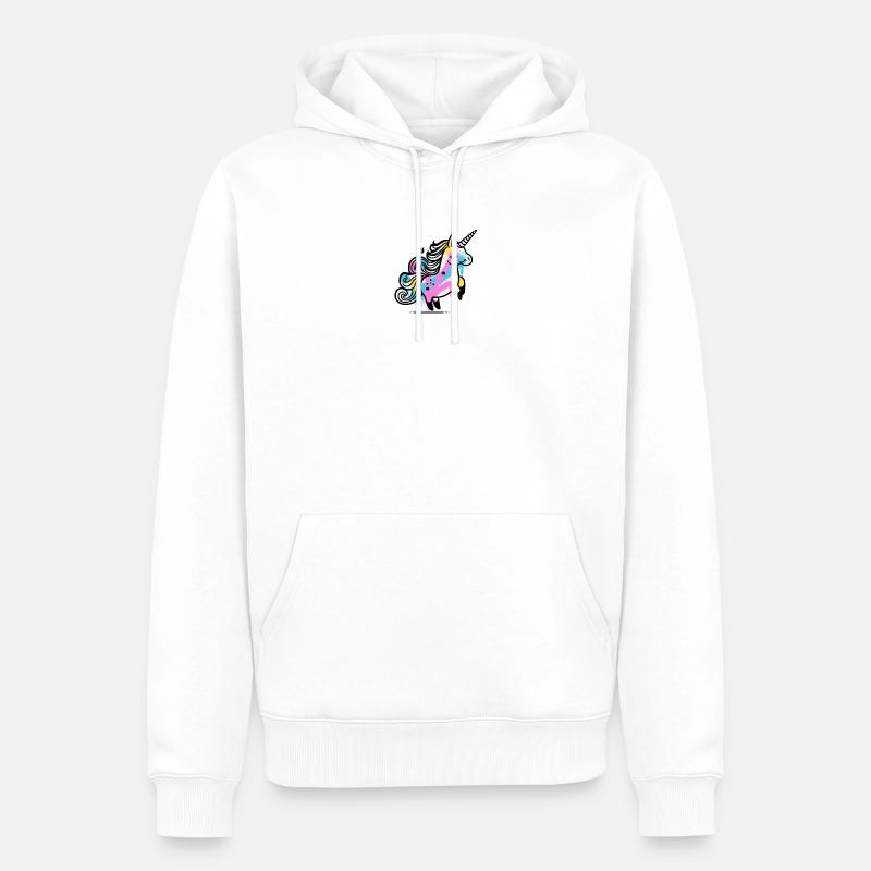 Bunter Splash Einhorn Illustration - Männer Premium Bio Hoodie - Weiß