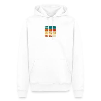 Essen Schlaf Camping Wiederholung Gestreifte Grafik - Männer Premium Bio Hoodie - Weiß - Vorne - Nico (187cm)