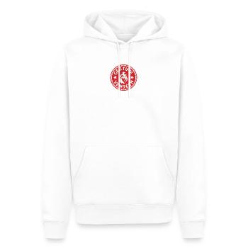 Logo certifié vendéen rouge et blanc - Sweat à capuche Premium bio Homme - blanc - Devant - Nico (187cm)