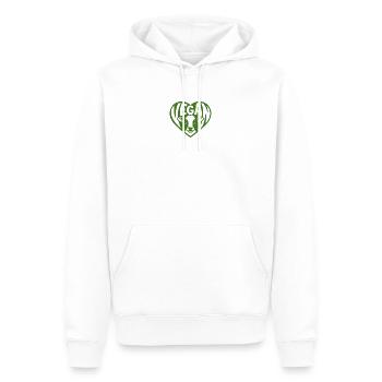 Vache végane au design de cœur - Sweat à capuche Premium bio Homme - blanc - Devant - Nico (187cm)