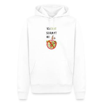 VON SALAT SCHRUMPFT DER BIZEPS DESIGN - Männer Premium Bio Hoodie - Weiß - Vorne - Nico (187cm)