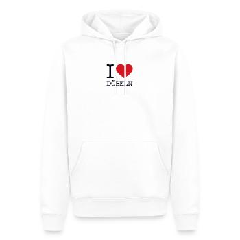 I LOVE DÖBELN - Männer Premium Bio Hoodie - Weiß - Vorne - Nico (187cm)