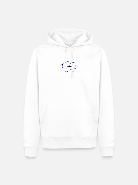 Abstrakte Haifisch-Silhouette in Blau - Männer Premium Bio Hoodie - Weiß