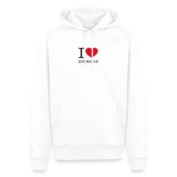 I LOVE ERZGEBIRGE - Männer Premium Bio Hoodie - Weiß - Vorne - Nico (187cm)