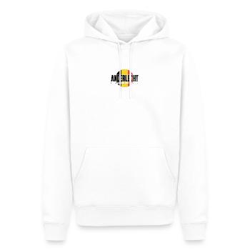 Geometrisches Sonnenuntergangs-Emblem - Männer Premium Bio Hoodie - Weiß - Vorne - Nico (187cm)