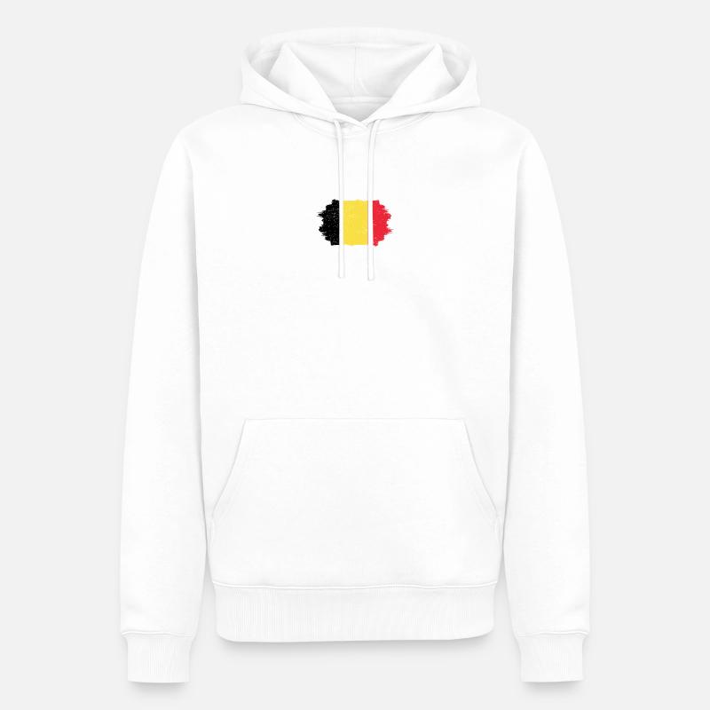 Drapeau belge coup de pinceau - Sweat à capuche Premium bio Homme - blanc