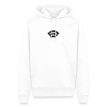 Bleib ruhig und frag Mama - Männer Premium Bio Hoodie - Weiß - Vorne - Nico (187cm)