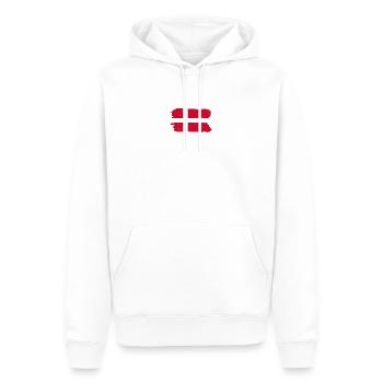 Distressed Danish Flag Brush - Men’s Premium Organic Hoodie - white - Front - Nico (187cm)